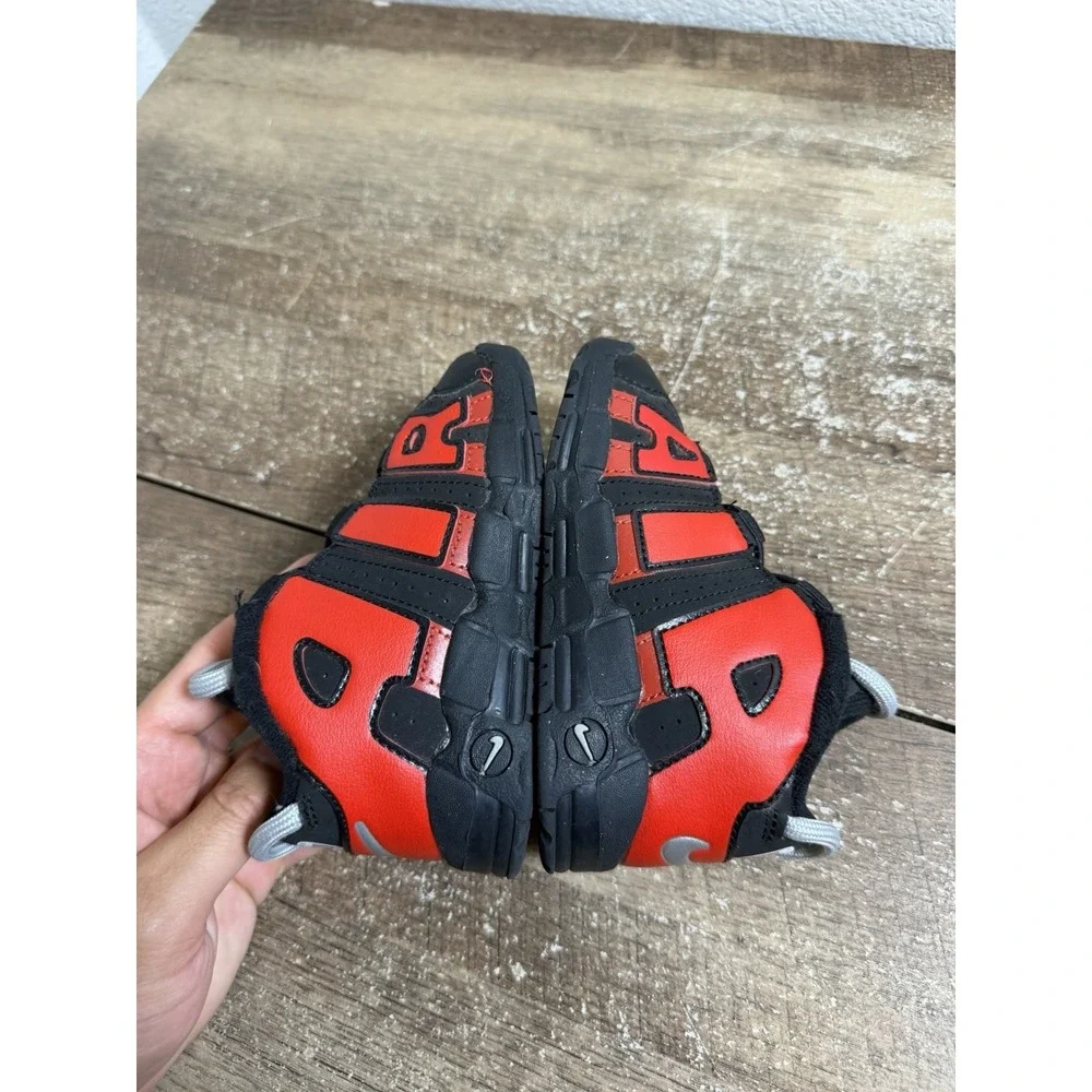 Nike Air More Uptempo DM0020-001 Black Red Toddler Kids Sneakers Shoes Size 8C